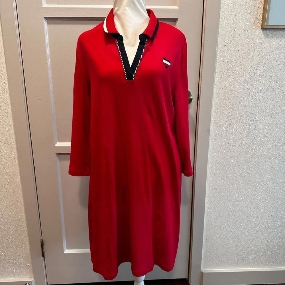 Tommy Hilfiger Cotton T-shirt Pull Over Dress Sz XL Chilli Pepper Red